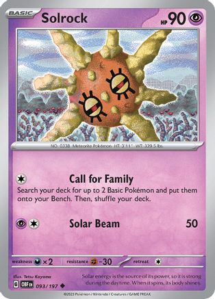 Solrock (93) - Obsidian Flames