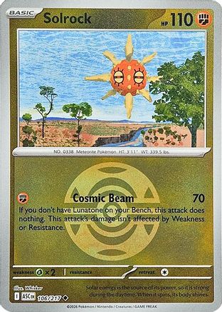 Solrock (Dusk Ball) (106) Reverse Holofoil - Ascended Heroes