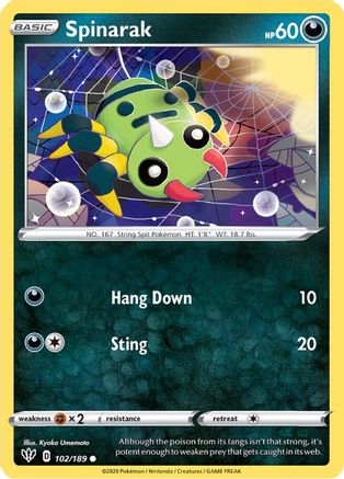 Spinarak (102) Reverse Holofoil - Darkness Ablaze