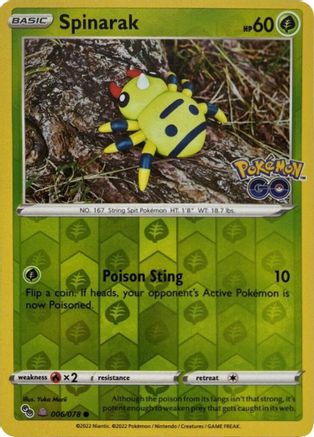 Spinarak (Peelable Ditto) (6) Reverse Holofoil - Pokemon GO