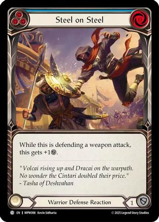 Steel on Steel (Blue) (MPW098) Rainbow Foil - Mastery Pack Warrior