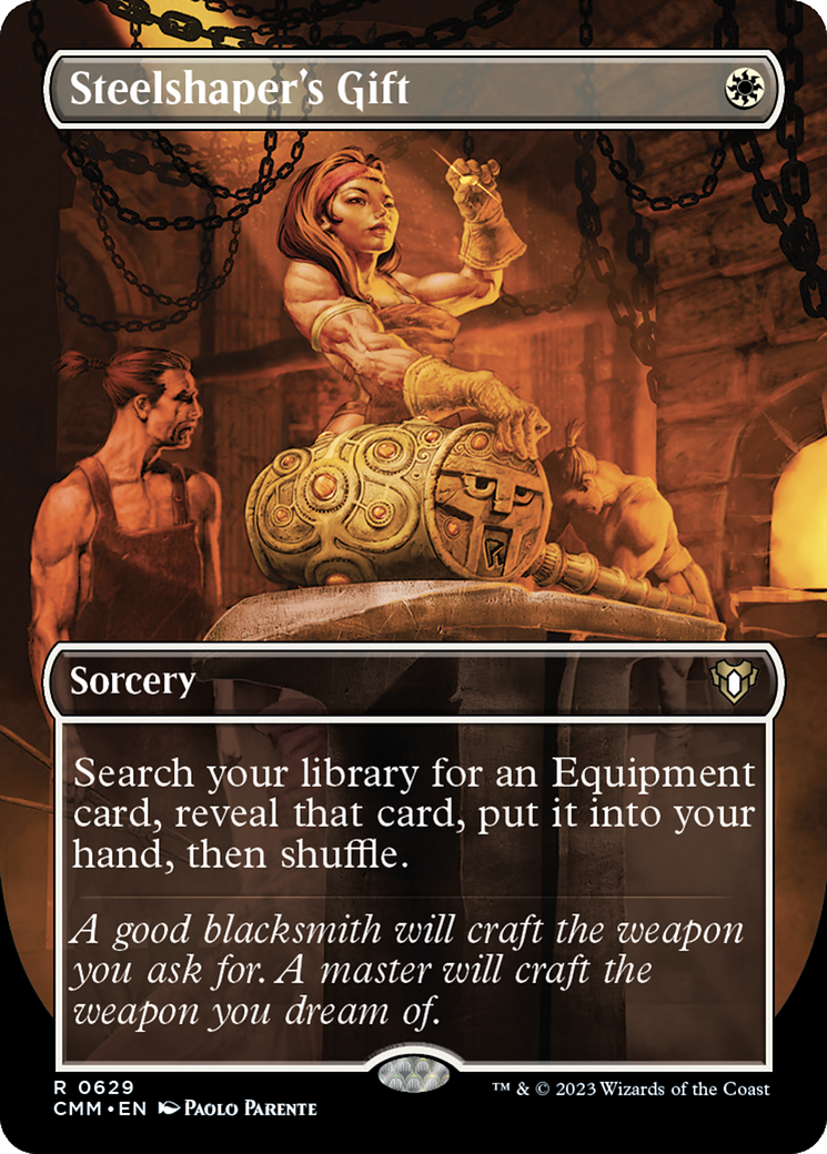 Steelshaper's Gift (Borderless) (629) - Commander Masters