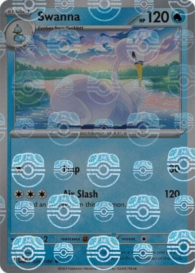 Swanna (Master Ball Pattern) (26) Reverse Holofoil - White Flare