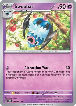 Swoobat (33) Reverse Holofoil - Paldean Fates