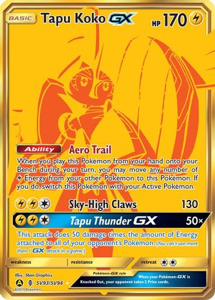 Tapu Koko GX (Gold) (SV93) Holofoil - Hidden Fates