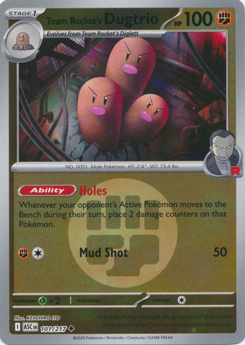 Team Rocket's Dugtrio (Energy Symbol Pattern) (101) Reverse Holofoil - Ascended Heroes