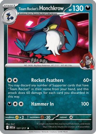 Team Rocket's Honchkrow (127) Holofoil - Ascended Heroes