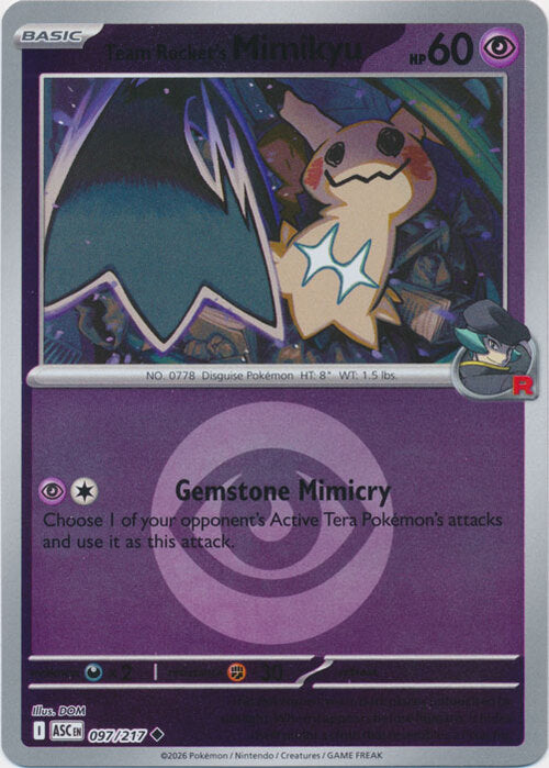 Team Rocket's Mimikyu (Energy Symbol Pattern) (97) Reverse Holofoil - Ascended Heroes