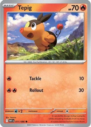 Tepig (11) Reverse Holofoil - White Flare