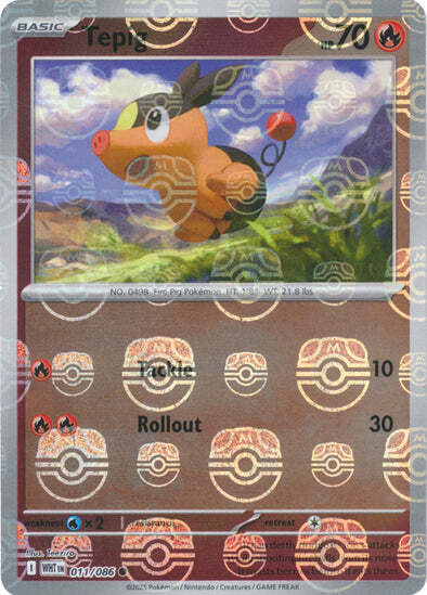 Tepig (Master Ball Pattern) (11) Reverse Holofoil - White Flare