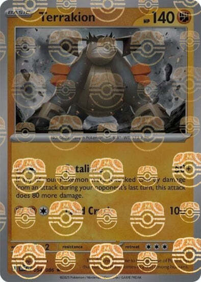 Terrakion (Master Ball Pattern) (54) Reverse Holofoil - White Flare