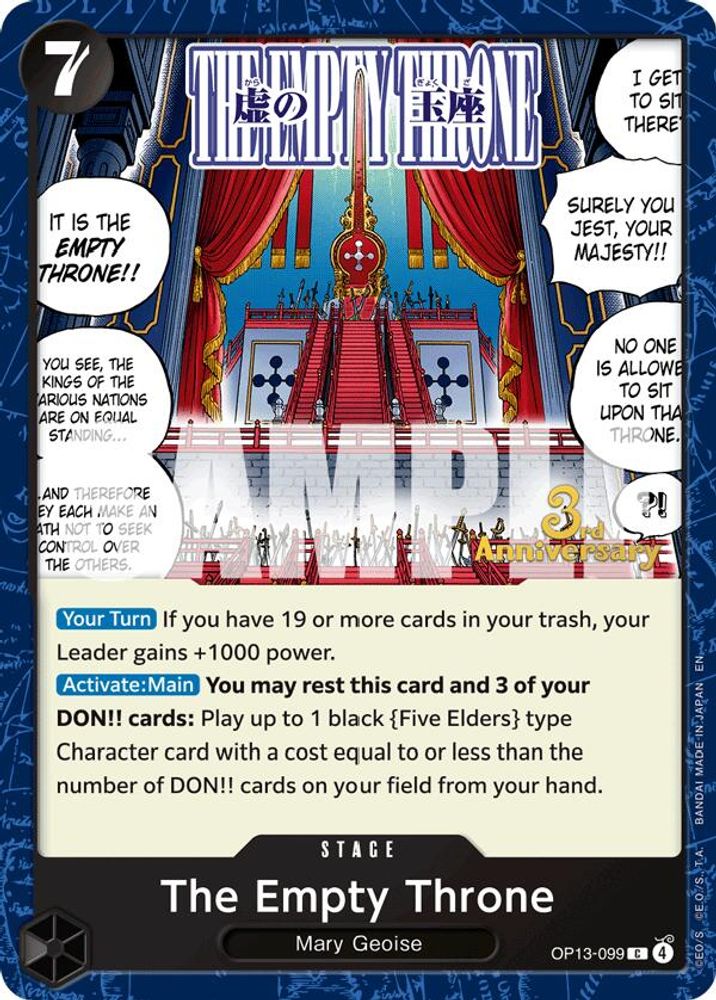 The Empty Throne (OP13-099) 3rd Anniversary Tournament Cards