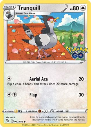 Tranquill (62) Reverse Holofoil - Pokemon GO
