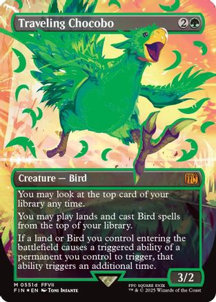 Traveling Chocobo (Borderless) (Neon Ink Green) (511D) Foil - FINAL FANTASY