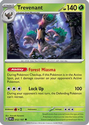 Trevenant (12) Reverse Holofoil - Obsidian Flames