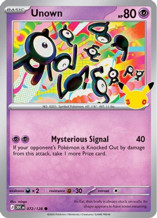 Unown (72) Holofoil - 30th Celebration