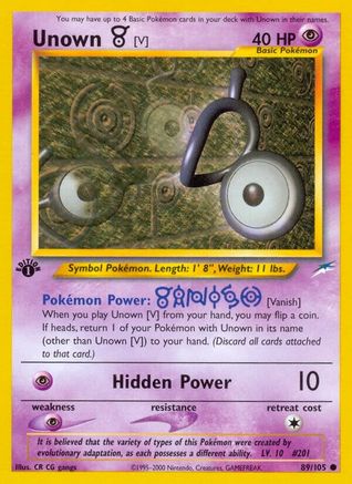 Unown [V] (89) (1st Edition) - Neo Destiny
