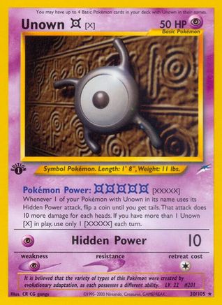 Unown [X] (30) (1st Edition) - Neo Destiny