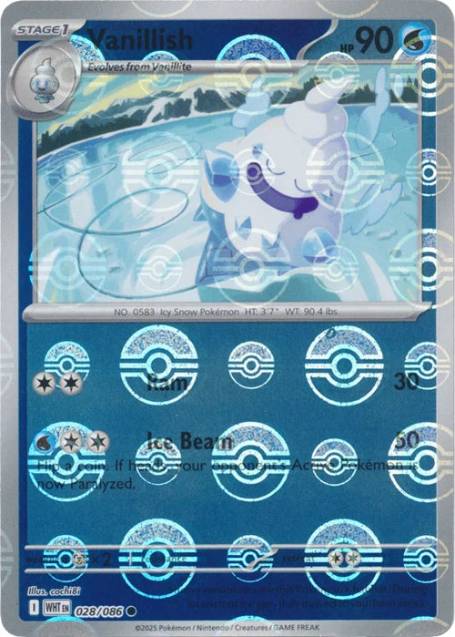 Vanillish (Poke Ball Pattern) (28) Reverse Holofoil - White Flare