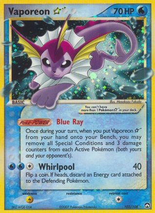 Vaporeon Star (102) Holofoil - Power Keepers
