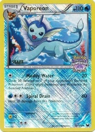 Vaporeon (State Championships) [Staff] (25) Reverse Holofoil - Dark Explorers