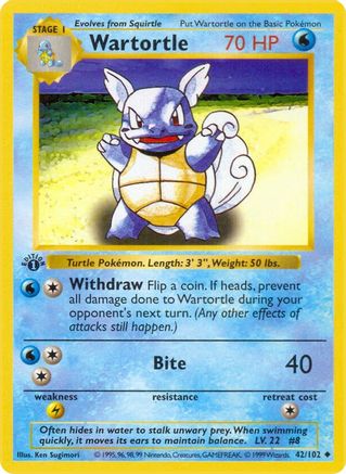 Wartortle (42) (Unlimited) - Base Set (Shadowless)