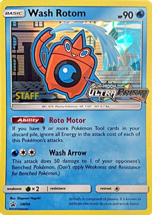 Wash Rotom (Prerelease) [Staff] (SM94) Holofoil - Black Star Promos