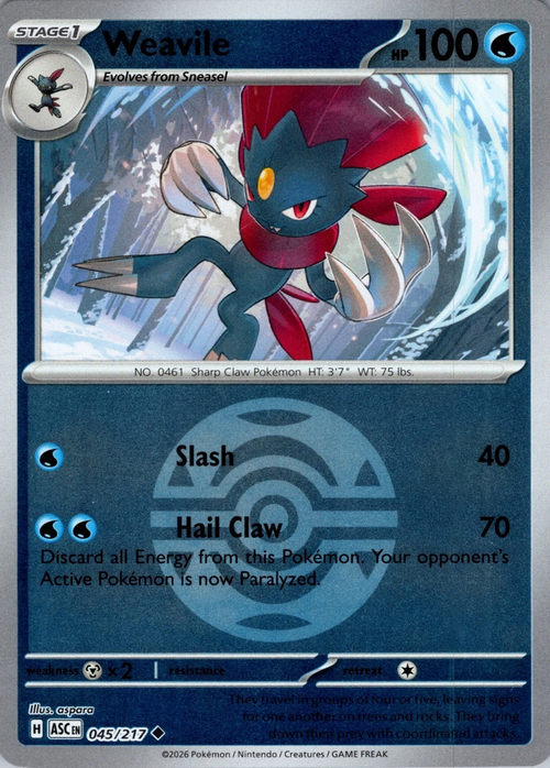 Weavile (Dusk Ball) (45) Reverse Holofoil - Ascended Heroes