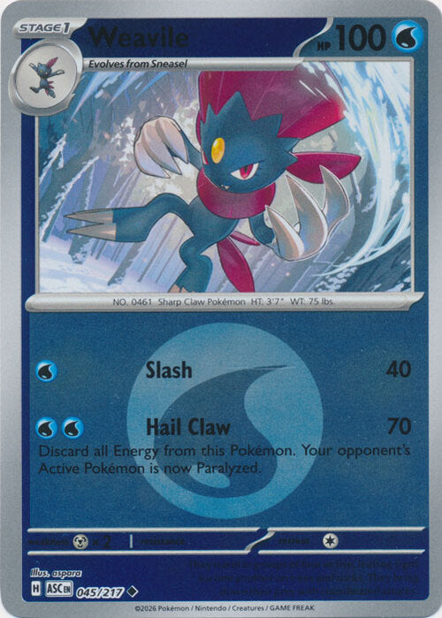 Weavile (Energy Symbol Pattern) (45) Reverse Holofoil - Ascended Heroes