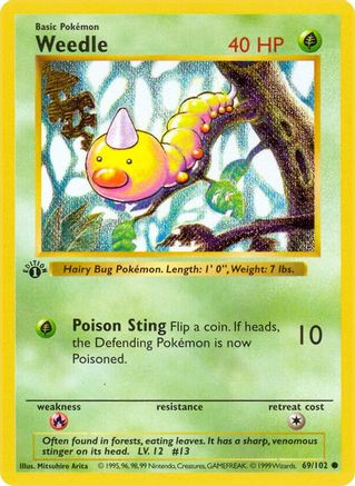 Weedle (69) (Unlimited) - Base Set (Shadowless)