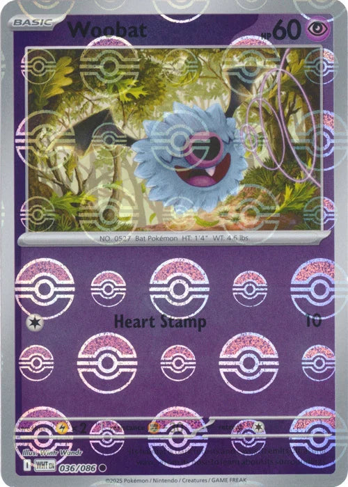 Woobat (Poke Ball Pattern) (36) Reverse Holofoil - White Flare