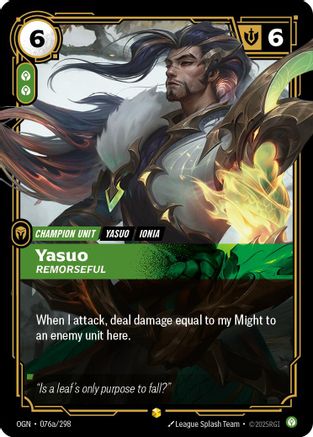Yasuo – Remorseful (Alternate Art) (076a) Foil - Origins