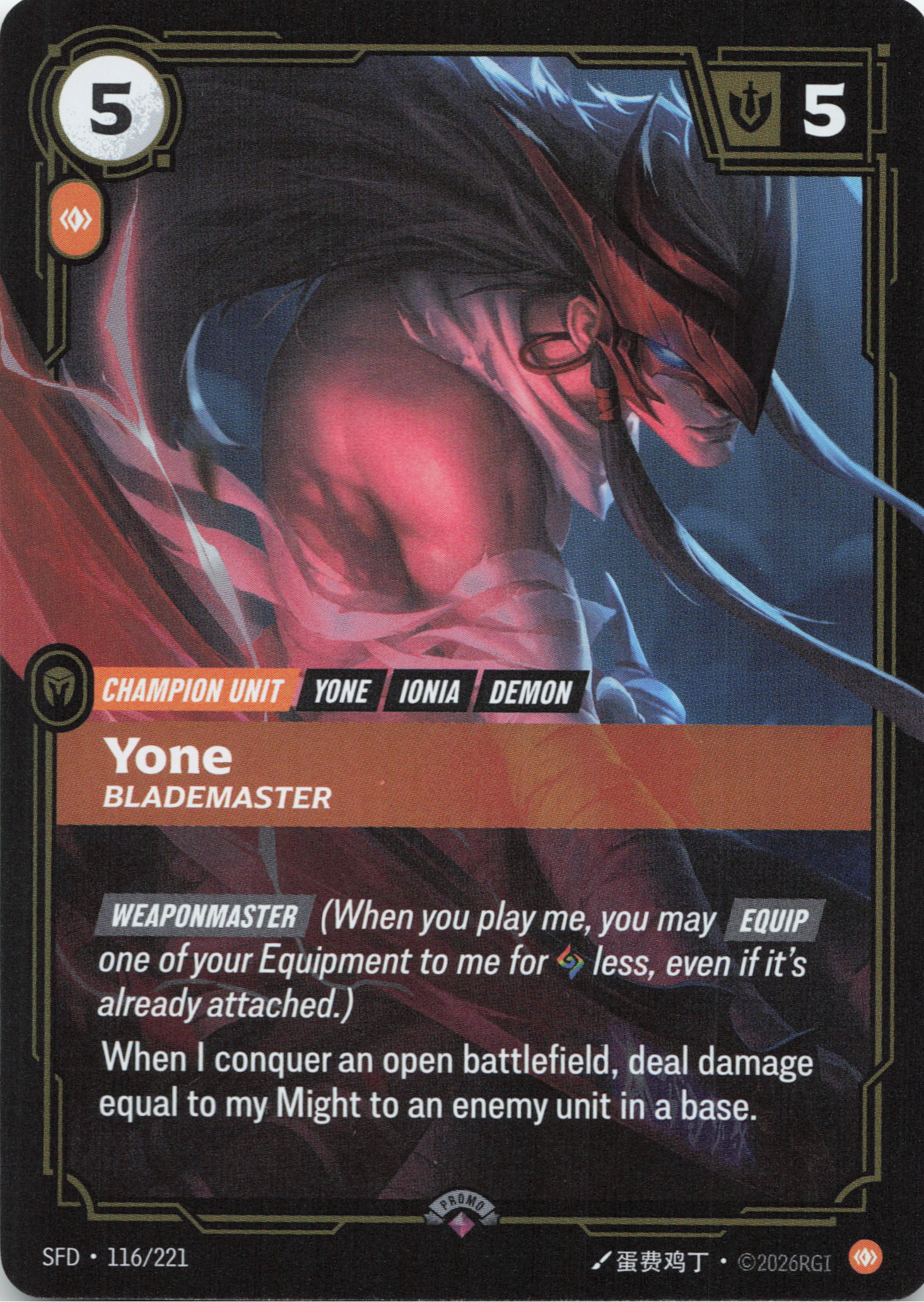 Yone – Blademaster (116) Foil - Riftbound Promotional Cards