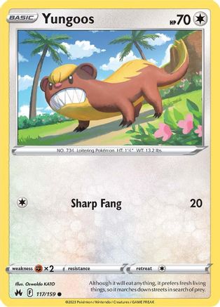 Yungoos (117) Reverse Holofoil - Crown Zenith