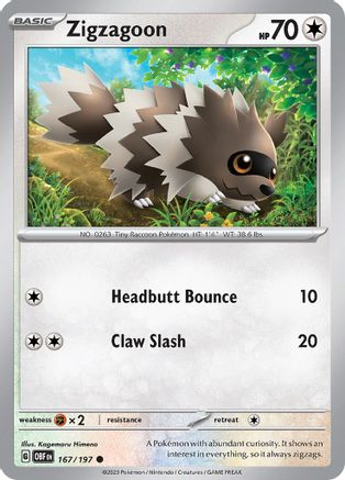 Zigzagoon (167) Reverse Holofoil - Obsidian Flames