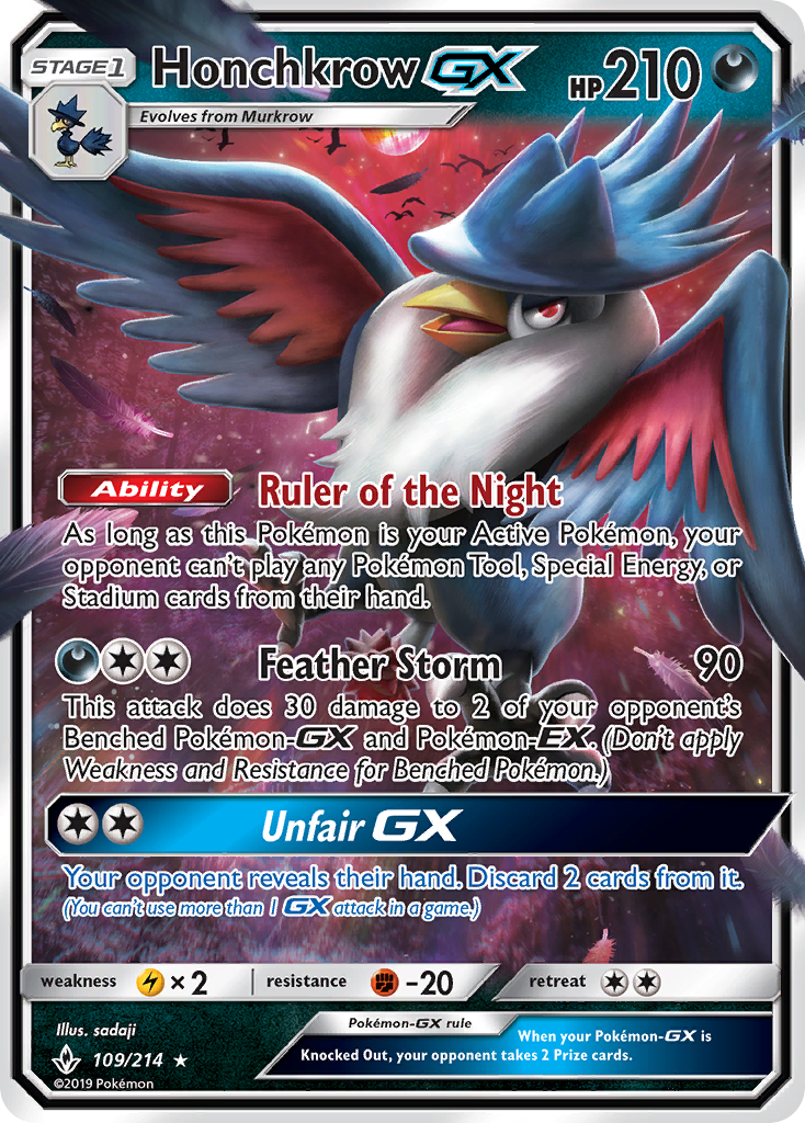 Honchkrow GX (109/214) [Sun & Moon: Unbroken Bonds] | Silver Goblin