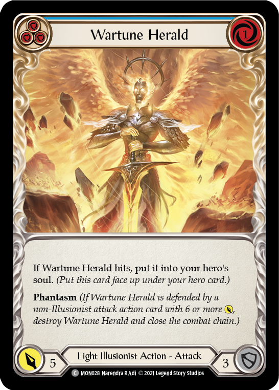 Wartune Herald (Blue) [MON028-RF] (Monarch)  1st Edition Rainbow Foil | Silver Goblin