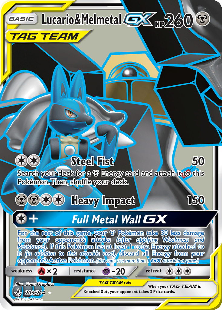 Lucario & Melmetal GX (203/214) [Sun & Moon: Unbroken Bonds] | Silver Goblin