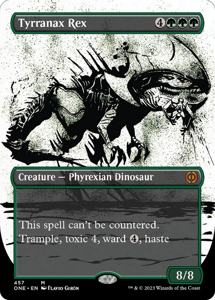 Tyrranax Rex (Borderless Ichor Step-and-Compleat Foil) [Phyrexia: All Will Be One] | Silver Goblin