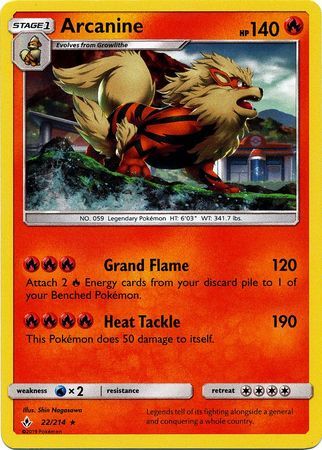 Arcanine (22/214) (Cosmos Holo) [Sun & Moon: Unbroken Bonds] | Silver Goblin