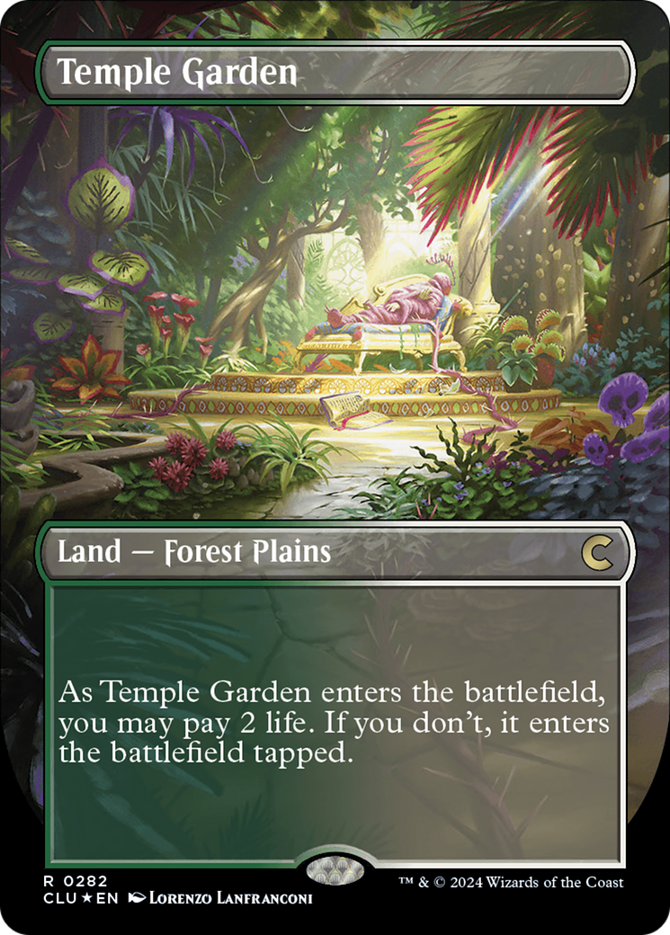 Temple Garden (Borderless) [Ravnica: Clue Edition] | Silver Goblin