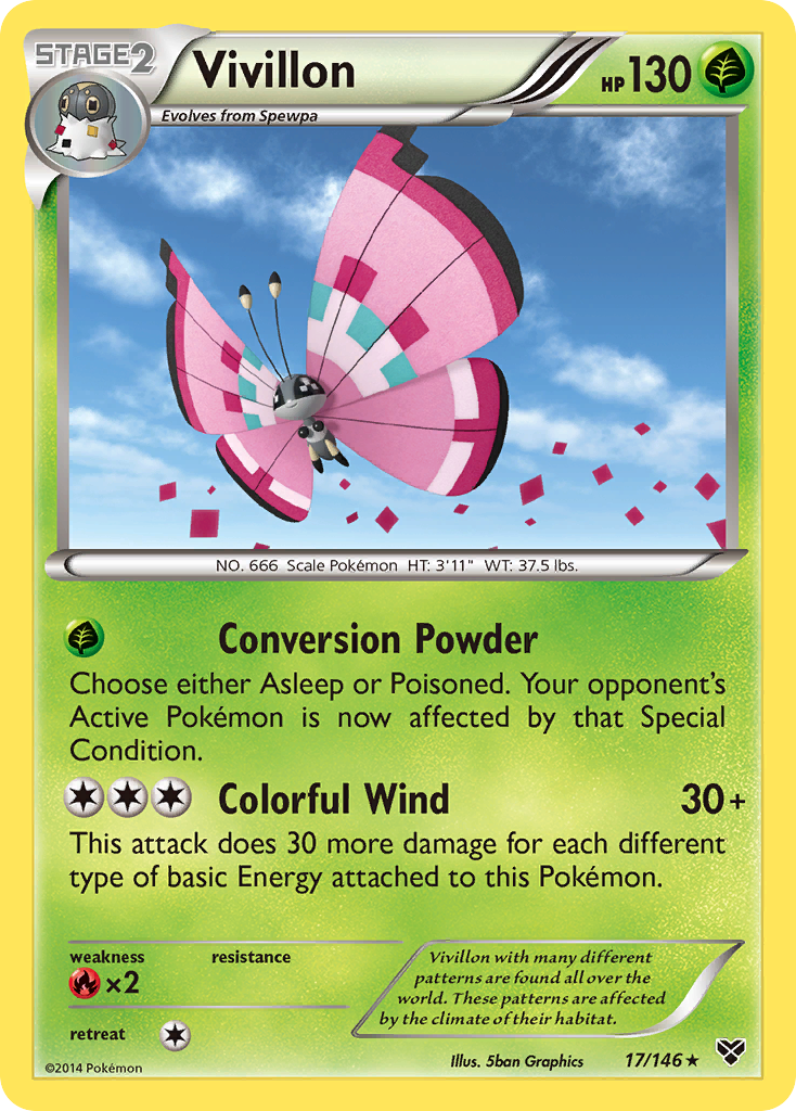 Vivillon (17/146) (Meadow Form/Pink Wings) [XY: Base Set] | Silver Goblin