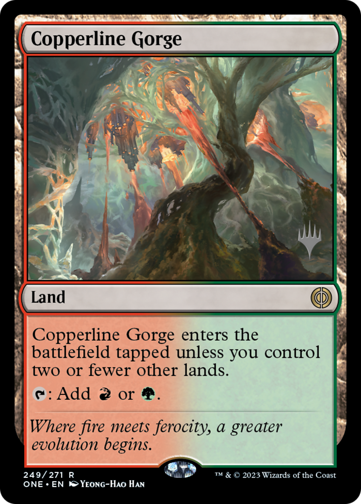 Copperline Gorge (Promo Pack) [Phyrexia: All Will Be One Promos] | Silver Goblin
