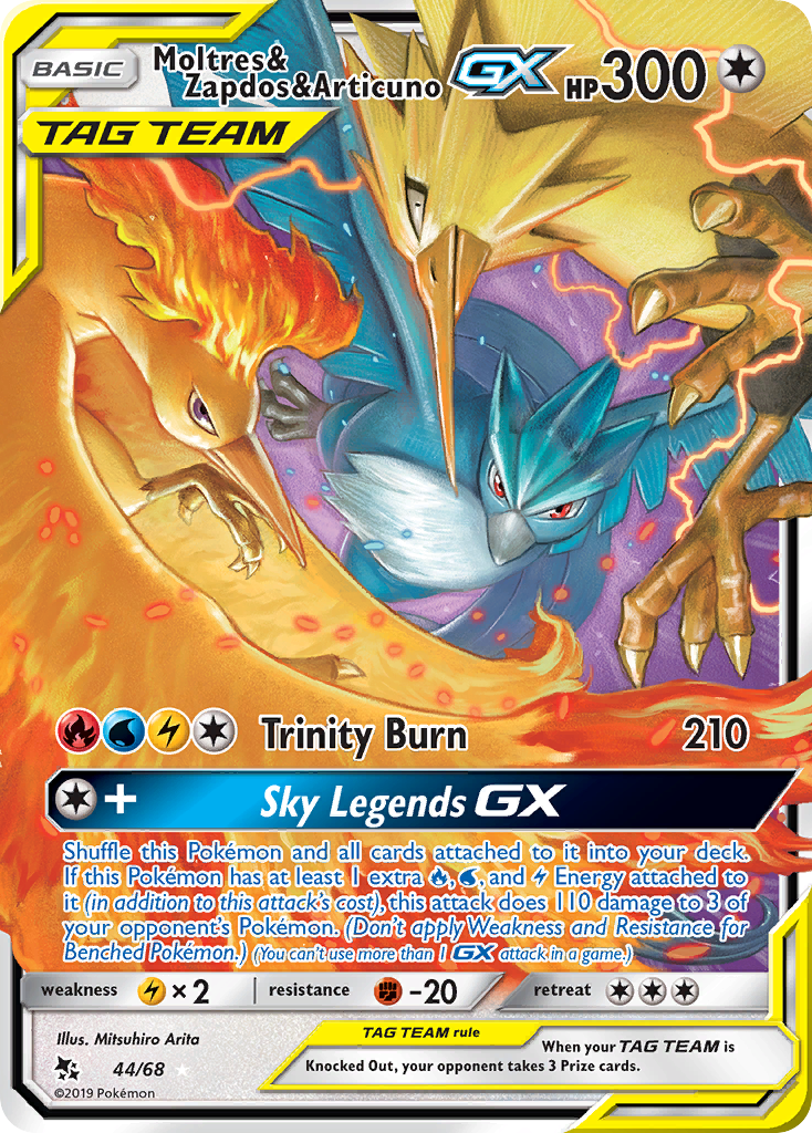 Moltres & Zapdos & Articuno GX (44/68) [Sun & Moon: Hidden Fates] | Silver Goblin