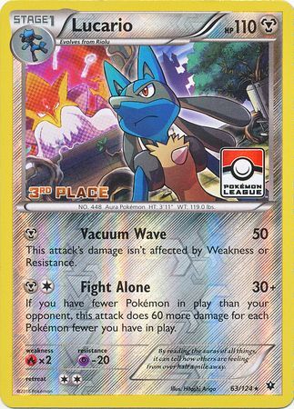 Lucario (63/124) (League Promo 3rd Place) [XY: Fates Collide] | Silver Goblin