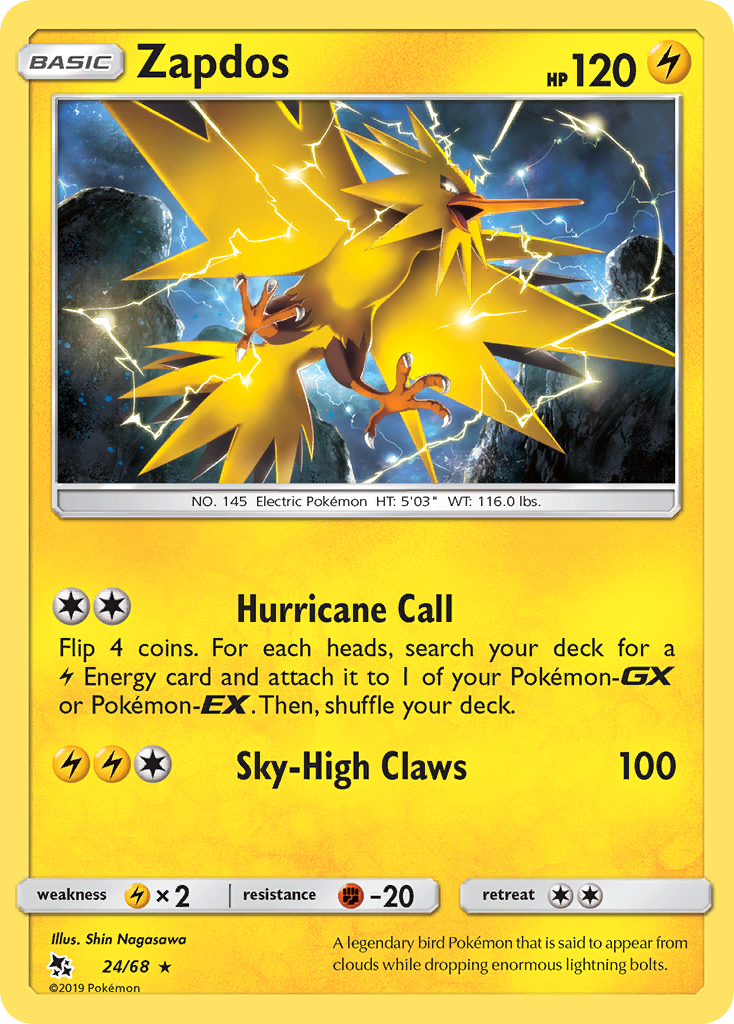 Zapdos (24/68) [Sun & Moon: Hidden Fates] | Silver Goblin