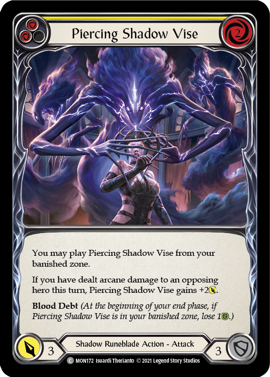 Piercing Shadow Vise (Yellow) [MON172-RF] (Monarch)  1st Edition Rainbow Foil | Silver Goblin