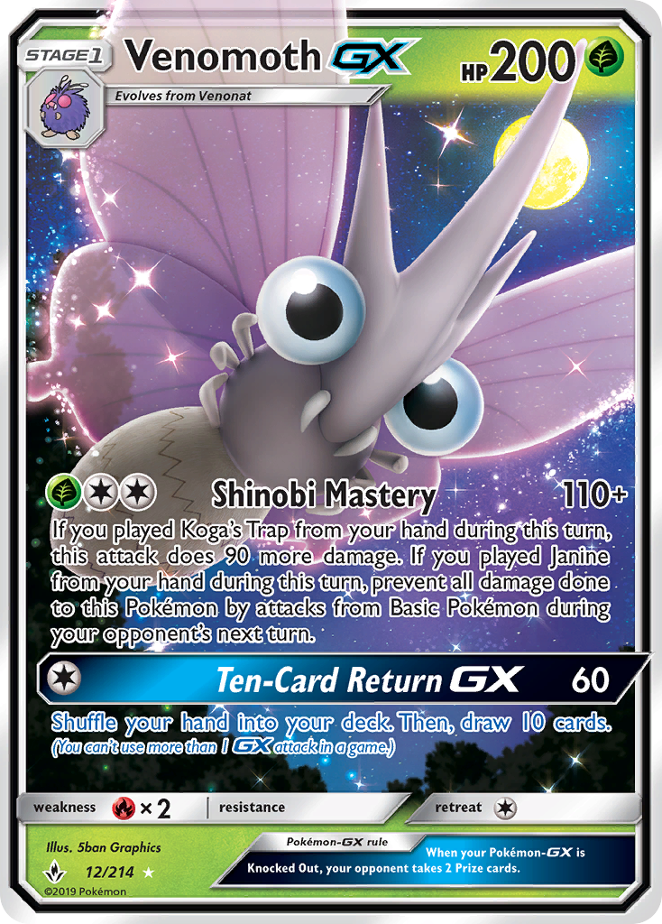 Venomoth GX (12/214) [Sun & Moon: Unbroken Bonds] | Silver Goblin