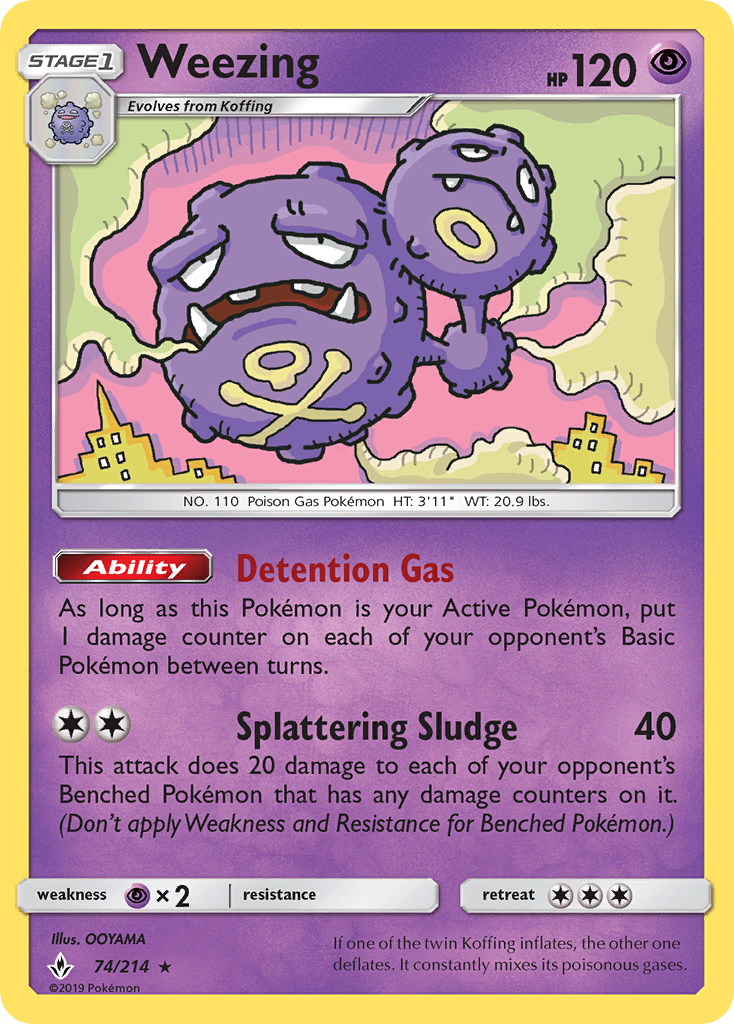 Weezing (74/214) [Sun & Moon: Unbroken Bonds] | Silver Goblin