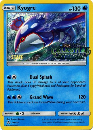 Kyogre (SM129) (Staff Prerelease Promo) [Sun & Moon: Black Star Promos] | Silver Goblin